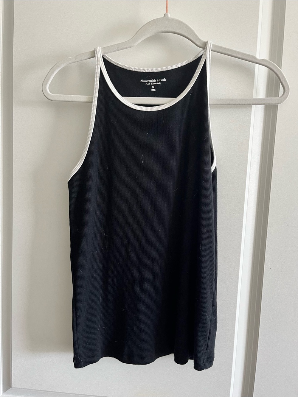 Abercrombie & Fitch Black Ribbed Tank with White Trim
